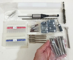 Drill Bits + Parts. lot of assorted tools. 6.4mm square hole, .6mm, .7mm + more