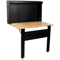 Wall Mounted Workbench, Robust Space-Saving Foldable Workbench with Rubberwood