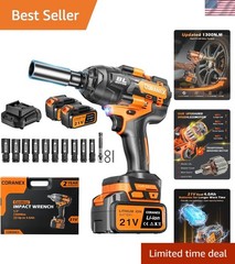 High Torque 1/2&Prime; Cordless Impact Wrench – 1300N.m, 2×4.0Ah Batteries Included