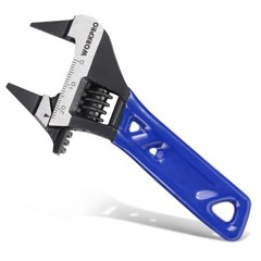 WORKPRO 4&Prime; Adjustable Wrench Thin Jaws Stubby Wide Opening w/2mm Jaws Metric/SAE