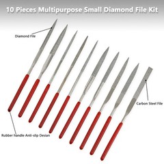 Litoexpe 10-Piece Mini Needle File Set, 2x100mm File, Silver, Red