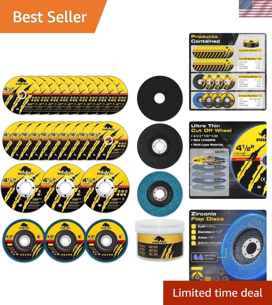 26-Pack Angle Grinder Disc Set: Cut-off, Flap, and Grinding Wheels Included