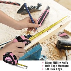 WORKPRO 35PCS Pink Tools Set Household Tool Kit Basic Tool Set W/Storage Toolbox