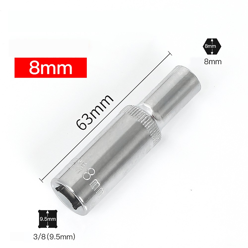 3/8&Prime; Socket Set Hex Socket Extended Square Drive Ratchet Socket Cr-v 8mm~24mm
