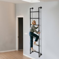 Wall Mounted Ladder, 7 Step, 7 Ft Tall, Iron, 330 lbs Capacity, Black, for Bunk