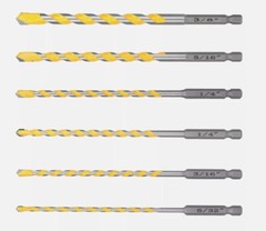 6PCS Professional Masonry Concrete Drill Bit Set 1/4 Inch Hex Shank Carbide Tips