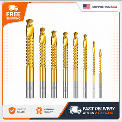8pc Titanium HSS Twist Drill Bits 3-10mm Hex Shank Serrated Side Cutting Saw Kit