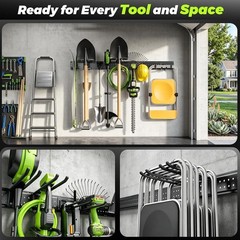 Efficient Garage Organization System – 10 Hooks, 49.5 Inch Wall Mount, 400 lbs