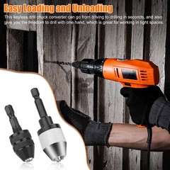 2x Keyless Chuck Conversion 1/4&Prime; Hex Shank Adapter Drill Bit Quick Change Driver