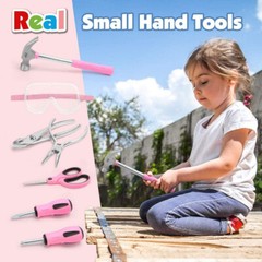 WORKPRO 23 Pieces Pink Kid Tool Kit Real Home DIY Woodworking Hand Tool With Bag
