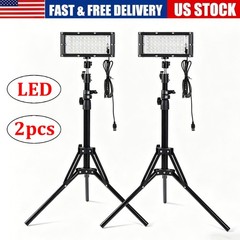 2pcs Adjustable 15,000LM LED Work Lights with Foldable Tripod Stand Base 6500K