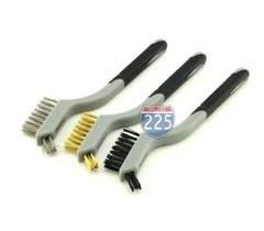 2 sets 3 Mini Wire Brushes Nylon Brass Stainless-Steel Cleaning Detailing Polish