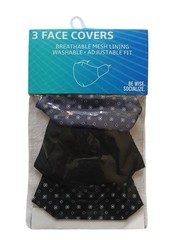 3 Multicolor Breathable Washable Adjustable Fit Cotton Polyester Face Covers
