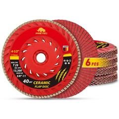 6 Pack 4-1/2&Prime; Ceramic Flap Discs 5/8-11 T29 Grinding Sanding Wheel 40-120 Grit