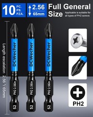 10-Pack 2 Phillips Bits for Impact Driver, 2.5-Inch Magnetic Drill Screwdriver B