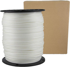 1/8&Prime; White Polyester Rope, Solid Braid Dacron Utility Rope, 1000 Ft Spool, Low S