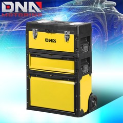 3-Tier Stackable Trolley Tool Box Storage Case Organize 19.5&Prime;x 28.5&Prime;x 12&Prime; Yellow