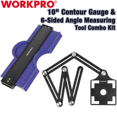 WORKPRO 10&Prime; Contour Gauge 6-Sided Angle Measuring Tool Combo Kit Angle Ruler Set