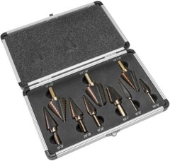 9 pcs Step Drill Bit Set Unibit Titanium Coated Double Cutting Blades Drill Bits