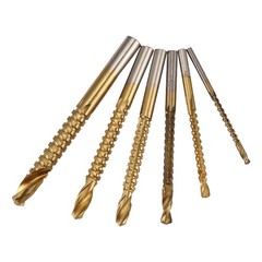 6Pcs Titanium Drill Bit Set, HSS Serrated Bit Hole Drilling, 3-8mm6098
