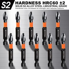 10-Pack Phillips Bits #2 Impact, 2-Inch Magnetic Phillips Head Drill & Screwdriv