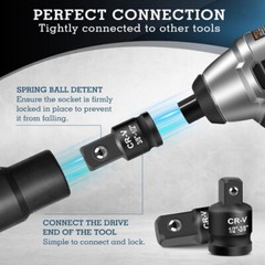 8Pcs Impact Socket Reducer Adapter Set Convertor Adaptors 1/4&Prime; 3/8&Prime; 1/2&Prime; 3/4&Prime; 1&Prime;