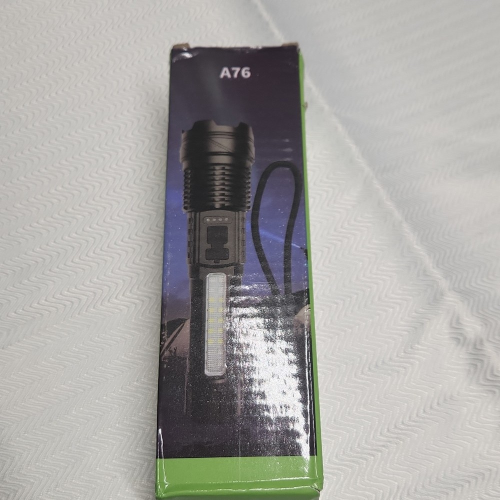 A76 LED Rechargeable USB Flashlight Work Light, Black, 5V Plastic, Camping