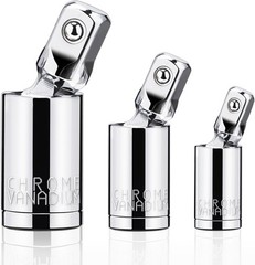 3PCS Universal Joint Socket Set, 1/4” 3/8” 1/2” Drive Swivel Socket Adapter Set,