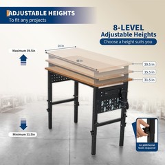48&Prime; Adjustable Height Workbench ,2200LBS Load Heavy-Duty Work Bench Table Garage
