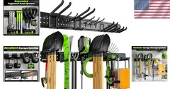 Efficient Garage Organization System – 10 Hooks, 49.5 Inch Wall Mount, 400 lbs