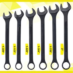 Extra Large Jumbo Combination Wrench Set Sae 1-3/8 » To 2 » 6-Piece Black Oxide