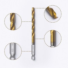 13PCS 1/4&Prime; HEX Shank Drill Bits With Titanium Coating HSS Twist Drill Set