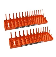 Hansen 3/8&Prime; Socket Tray Organizer Holder Set 3 Row Metric SAE Shallow Deep OR