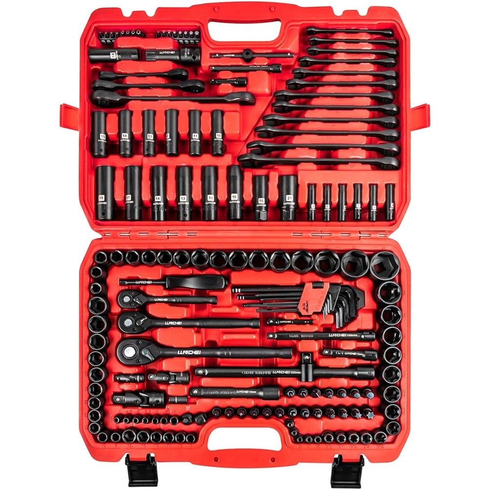 Metric & Standard Socket Set with Quick Release Ratchet