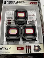 Infinity X1 2000 Lumen Rechargeable Worklights – 3 Pack