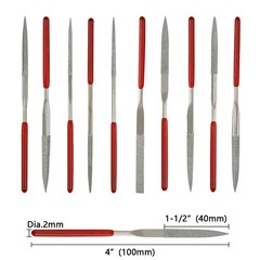Litoexpe 10-Piece Mini Needle File Set, 2x100mm File, Silver, Red