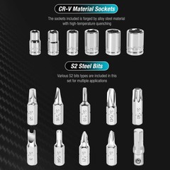 DURATECH 56-Piece 1/4&Prime; Mini Ratchet Wrench and Pocket Size, Silver, Black