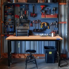 WORKPRO Adjustable Garage Workbench 48&Prime;X22&Prime;/60 »x24  »Rubber Wood Top Heavy-Duty