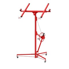 11FT Drywall Lifter Panel Lockable 150lbs Hoist Jack Rolling Caster Construction