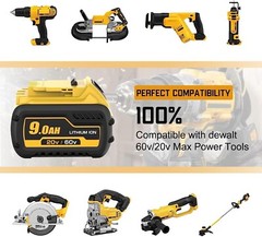 60Volt Replacement for DEWALT FLEXVOLT 9.0Ah 60V/20V MAX Battery /Charger DCB609