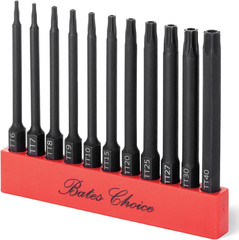 11Pcs Impact Security Torx Bit Set, 3 Inch Long, 1/4&Prime; Hex Shank TT6-TT40, Steel