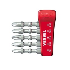 Vessel Phillips Impact Torsion Bit Set w Magnetic Charge Holder P1 P2 P3 5pc 2&Prime;