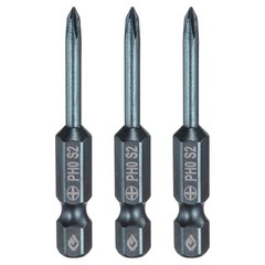 3pcs PH0 Phillips Screwdriver Bit 1/4&Prime; Shank 2&Prime; 0.12&Prime; Rod Magnetic S2 Steel