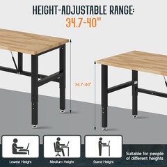 Folding Workbench Adjustable Foldable Workbench 34.7&Prime;-40&Prime; Height Adjustable