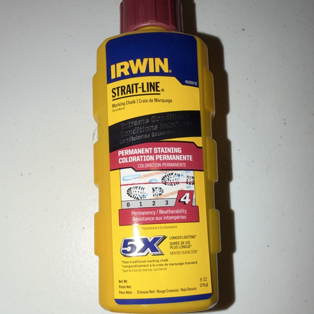 IRWIN STRAIT-LINE 4935519 Permanent Staining Marking Chalk Crimson Red 6 oz