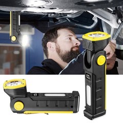 2 Pack Rechargeable LED Work Light Mechanic Flashlight Lamp Magnetic Base Bright
