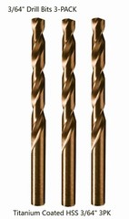 3/64&Prime; Drill Bits HSS Titanium Coated Steel- 3-Pack – Free Shipping!