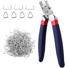 Complete Hog Ring Tool Set: 500 Rings and Ergonomic Bent Pliers for Upholstery
