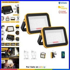 Rechargeable Work Light 2 Pack 1500 Lumen 6000K LED Cordless Flood Light USB