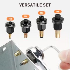 44pcs Manual Rivet Nut Tool Kit M3-M6 Carbon Steel Nutsert Set for Drill Wrench